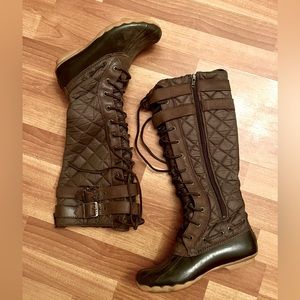 Sperry Olive Green Knee High Winter Duck Boots